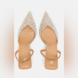 ZARA PEARL HEELED SLINGBACKs size 9 41